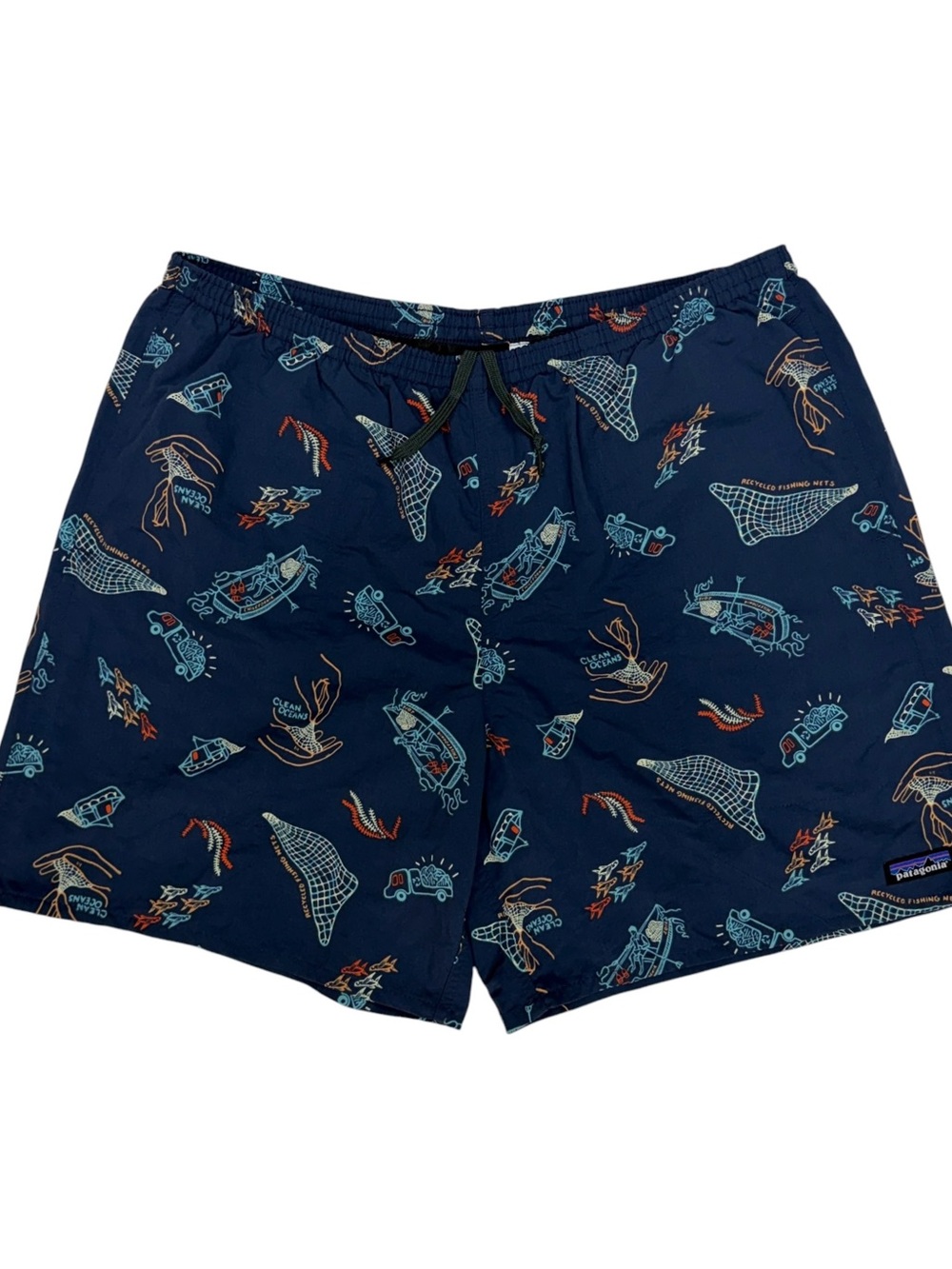 Patagonia Baggies Men XL Blue 7” Hybrid River Swim Shorts Trunks Print 58035 NEW